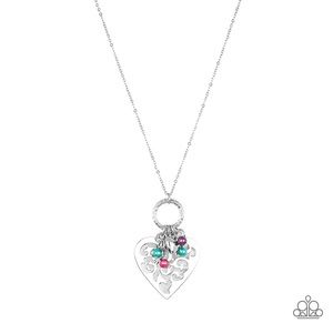 Silver multi heart necklace